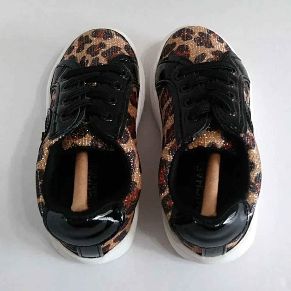 Michael Kors Kids Black & Leopard Print Sneakers Size 6 *NWT* - Picture 5 of 7